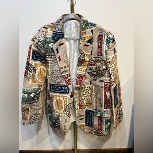 Vintage Travel Stamp Men’s Suit